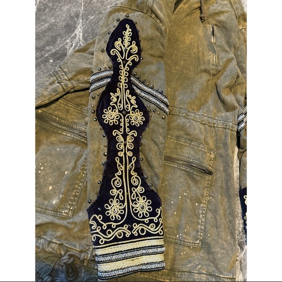 Free People Golden Quills Military Jacket size M - Picture 6 of 13